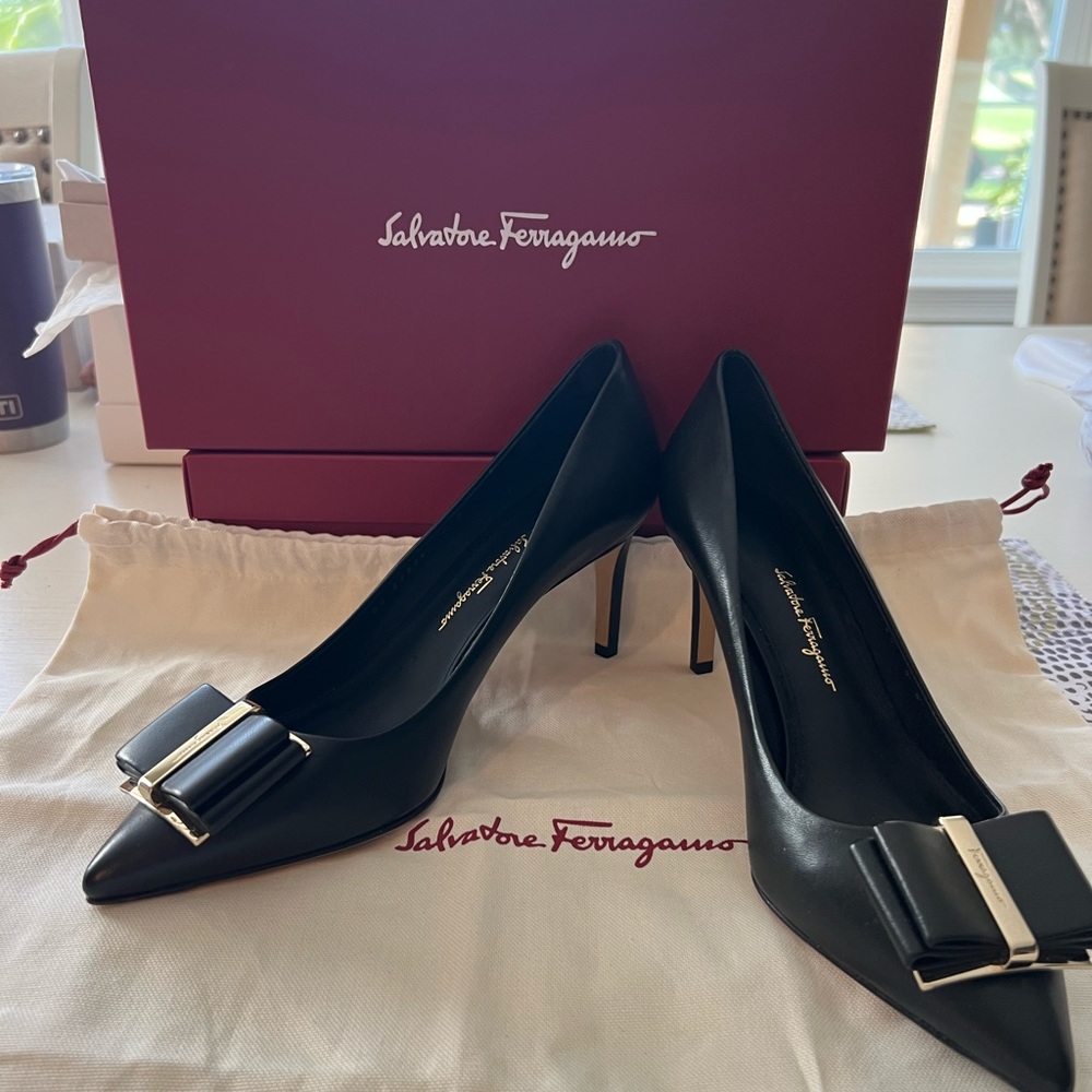 Salvatore Ferragamo Nappa Calf Black Heals - Offers accepted